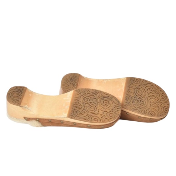 Uggs Sherpa Lined Kalie Suede Mule/Clog Platform With Wooden Heel - Picture 4 of 4